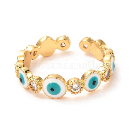 Evil Eye Golden Enamel Cuff Rings for Women KK-G404-06A-G-1