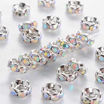 Abalorios de latón Diamante de imitación espaciador RSB028NF-02-1