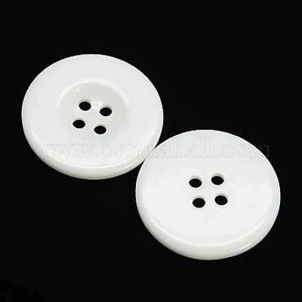 Blancas planas botones redondos de resina X-RESI-D033-23mm-01-1