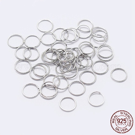 Rhodium Plated 925 Sterling Silver Open Jump Rings STER-F036-02P-0.4x5mm-1