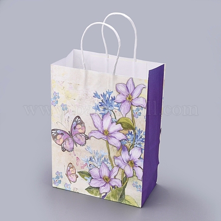 Butterfly Pattern Paper Gift Bags with Handles DIY-I030-03A-01-1