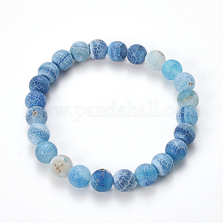 Natural Weathered Agate Beaded Stretch Bracelets BJEW-Q692-01B-1