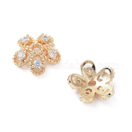 Brass with Clear Cubic Zirconia Bead Caps KK-A183-83G-1