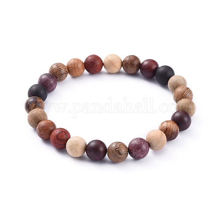 Bracelets extensibles avec perles en bois BJEW-JB05073-02-1