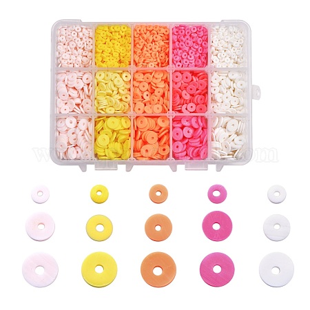 4900 Pcs Clay Beads for Bracelets Making Kit, Flat Round Polymer Clay Beads  for Jewelry Making Kit with Letter Beads and Smiley Face Beads for