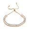 Brass Pave Clear Cubic Zirconia Rectangle Box Chain Slider Bracelets, Nickle Free, Long-Lasting Plated, Golden, 10-1/2 inch(26.6cm)