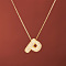 Brass Micro Pave Clear Cubic Zirconia Initial Pendant Necklaces for Women, Golden, Letter P, 15.75 inch(40cm)