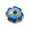 4-Petal Alloy Enamel Bead Caps, Cadmium Free & Lead Free, Golden, Flower, Deep Sky Blue, 7.5x7.5x2mm, Hole: 1.4mm