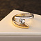 Flat Round Brass with Crystal Rhinestone Finger Rings, Platinum & Golden, US Size 10(19.8mm)