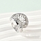 Brass Micro Pave Clear Cubic Zirconia Open Cuff Rings for Women, Platinum, 21.5mm,  Inner Diameter: Adjustable