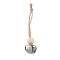 Iron Bell Pendant Decoration, Wood Beads and Jute Cord for Home Door Hanging Ornaments, Platinum, 75mm
