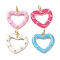 Eco-Friendly Brass Enamel Pendant, with Jump Rings, Long-Lasting Plated, Heart, Mixed Color, 18x18x2mm, Hole: 3.4mm