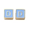 304 Stainless Steel Enamel Beads, Real 14K Gold Plated, Square with Letter, Letter D, 8x8x4mm, Hole: 2mm