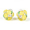 Fruit Round Resin Beads, with Polymer Clay & Rhinestone, Lemon, 17~21.5mm, Hole: 2~2.5mm