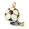 Rack Plating Brass Enamel Pendants, with Jump Ring, Long-Lasting Plated, Lead Free & Cadmium Free, Real 18K Gold Plated, Football & Shoe Charm, Blue, 17.5x17.5x3mm, Hole: 3mm