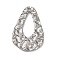 304 Stainless Steel Pendants, Textured, Teardrop Charms, Antique Silver, 34x22x1~2mm, Hole: 1.6~1.8mm