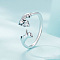 925 Sterling Silver Cubic Zirconia Cuff Rings, Cat Shape, Adjustable, with S925 Stamp, Silver, Inner Diameter: 16~19mm