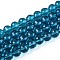 Transparent Glass Bead Strands, Faceted(96 Facets), Round, Steel Blue, 10mm, Hole: 1mm, about 68~70pcs/strand, 60~61cm