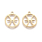 201 Stainless Steel Pendants, Manual Polishing, Ring with Twelve Constellations, Golden, Pisces, 18x16x1.5mm, Hole: 1.6mm