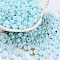 Glass Seed Beads, Opaque Colours Luster, Round, Light Sky Blue, 5~5.5x3~3.5mm, Hole: 1.5~1.6mm, about 77pcs/10g