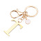 Stainless Steel Keychains, Golden, with Lobster Claw Clasps, Letter T, 97mm
