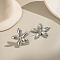 Stainless Steel Flower Stud Earrings, Silver, 27.7x27.7mm