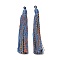 Cotton Tassel Pendants, with Polyester, Cornflower Blue, 128~130x11~12mm, Hole: 2x3.5mm