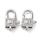Brass Clear Cubic Zirconia Lobster Claw Clasps, Lock, Platinum, 18.5x11.5x6mm, Hole: 2.5x1.6mm