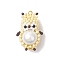 Glass Seed Beaded Hamster Pendants, with Glass Pearl Beads and Iron Loops, Floral White, 29.5x20x14mm, Hole: 1.8mm