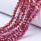 Electroplate Glass Beads Strands, Pearl Luster Plated, Faceted, Rondelle, FireBrick, 6x5mm, Hole: 1mm, about 80~85pcs/strand, 38~40cm