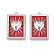 304 Stainless Steel Pendants, with Enamel, Rectangle with Heart & Word Love Charms, Stainless Steel Color, Red, 28x18x3mm, Hole: 1.4~1.5mm