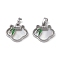 Brass & Shell & Clear Cubic Zirconia Charms, with Enamel, Longevity Lock Charms, Platinum, 14.5x16x3mm, Hole: 2.8x4.5mm