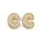 Brass Micro Pave Clear Cubic Zirconia Pendants, Letter C, 21x15.5x7mm, hole: 4x2mm