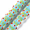 Opaque Handmade Bumpy Lampwork Beads Strands, Pumpkin, Pale Turquoise, 9.5~10.5x12.5~13.5mm, Hole: 2mm, about 50pcs/strand, 20.08 inch(51cm)