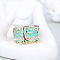 Tree Pattern Alloy with Rhinestone Enamel Finger Rings, Golden, 15mm,US Size 10(19.8mm)