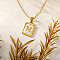 Rectangle 304 Stainless Steel Pave Natural White Shell Initial Pendant Necklaces for Women, Real 18K Gold Plated, Letter N, 15.75 inch(40cm)