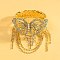 Brass Rhinestone Tassel Bracelets, Butterfly Armlet Bracelets for Women, Platinum, 222mm