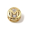 Brass Micro Pave Cubic Zirconia European Beads, Flat Round with Letter, Real 18K Gold Plated, Letter M, 10x6.5mm, Hole: 5x3mm