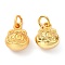 Brass Charms, with Jump Rings, Long-Lasting Plated, Flat Round with Chinese Character Fu, Mixed Color, 11.5x9x7mm, Hole: 3.5mm