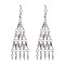 Non-Tarnish 304 Stainless Steel Bar Link Chain Dangel Earrings, Tassel Chandelier Earrings for Women, Stainless Steel Color, 68x21mm