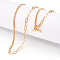 Brass Twist Chain & Paperclip Chain Necklaces, AB Chains, with OT Clasps, Real 18K Gold Plated, 17.87 inch(45.4cm)x2x1mm