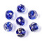 Handmade Gold & Silver Foil Glass Beads, Round, Blue, 10~11mm, Hole: 1~1.4mm