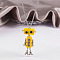 Alloy & Wood Robot Pendant Necklaces, Brass Box Chain Necklaces, Platinum, Gold, 23.62 inch(60cm)
