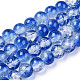 Brins de perles de verre transparentes peintes à la cuisson craquelée bicolore CCG-T004-8mm-04-1