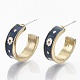 Golden Plated Alloy Enamel Stud Earrings X-EJEW-N009-02-1
