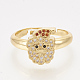 Ciondoli in ottone con zirconi cubici e orecchini a bottone e anelli regolabili set di gioielli SJEW-S043-11-2