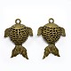 Antike Bronze Goldfisch tibetischen Stil hohlen Anhänger X-TIBEP-13554-AB-NR-1