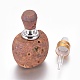 電気メッキ天然ドルジーアゲート開閉式香水瓶  ガラススポイトと真鍮のパーツ  プラチナ  61~64.5x40~41x32~33mm  チューブ：53~54x15.5mm  容量：2ml（0.07液量オンス） G-K295-G04-P-1