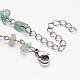 Natural Fluorite Chip Beaded Anklets AJEW-AN00175-02-3