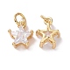 Brass Micro Pave Clear Cubic Zirconia Charms KK-G420-08G-2